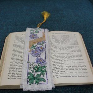 Bookmark JULY-LARKSPUR Hand Stitched Flower of the Month Bookmark